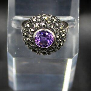Amethyst and Marcasite Cocktail Ring - TCW 1.76